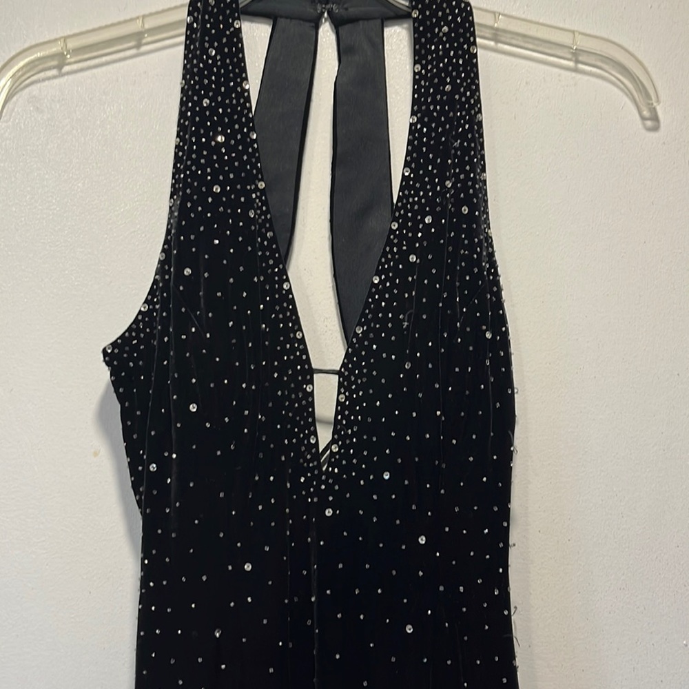 Black beaded ball gown